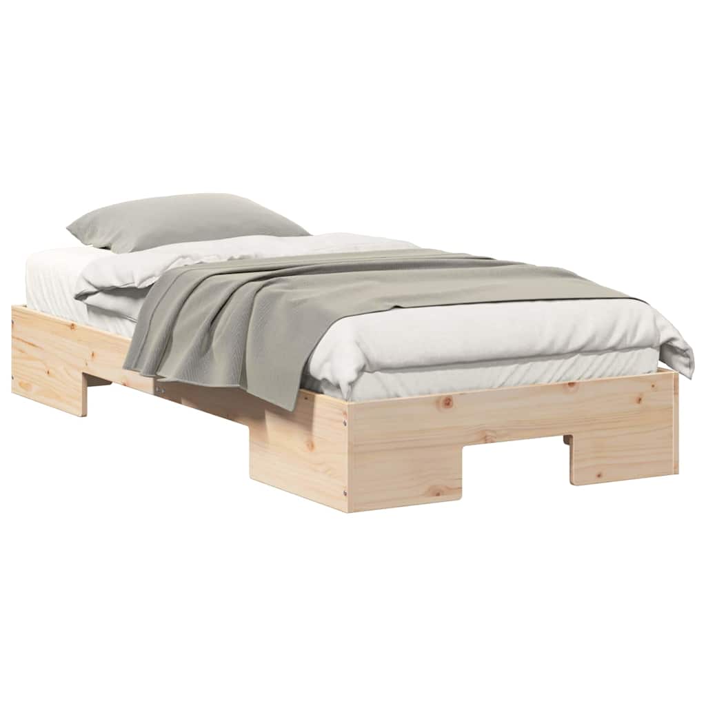 Floor Bed Frame with Storage Brown 75 x 190 cm Solid pine wood