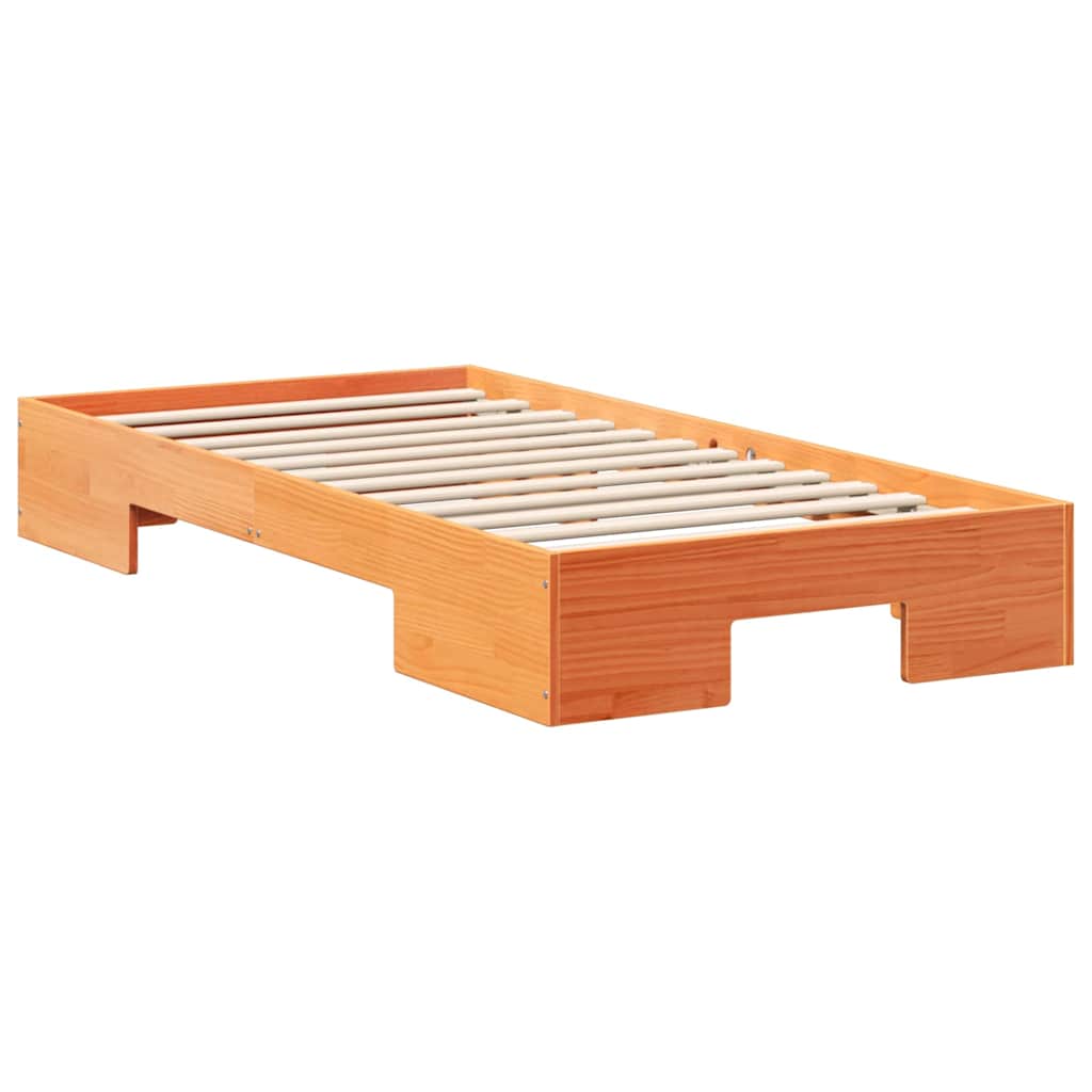 Floor Bed Frame with Storage Brown 75 x 190 cm Solid pine wood