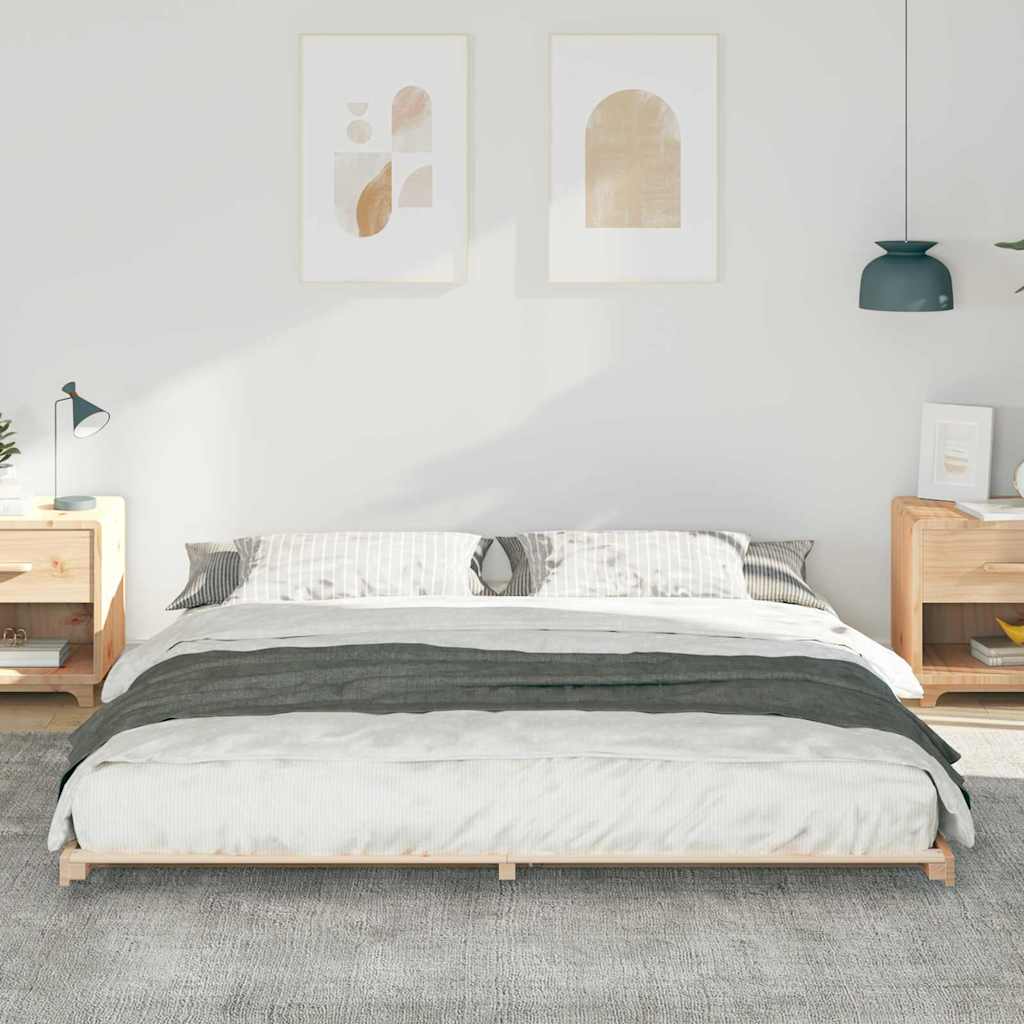 Floor Bed Frame Brown 200 x 200 cm Solid pine wood