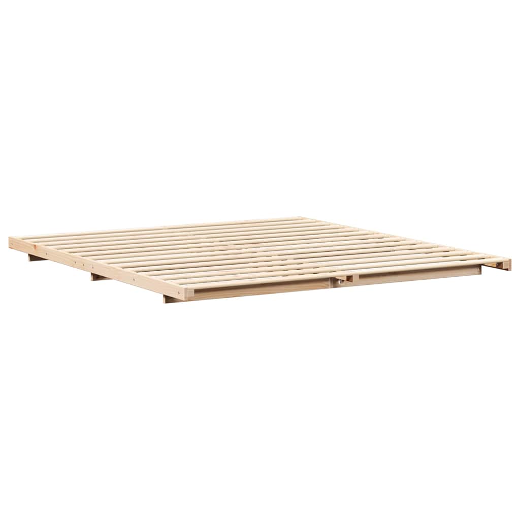 Floor Bed Frame Brown 200 x 200 cm Solid pine wood