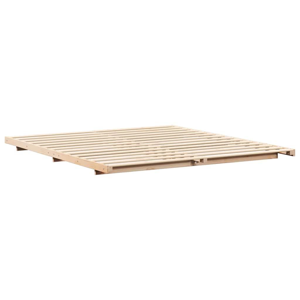 Floor Bed Frame Brown 200 x 200 cm Solid pine wood