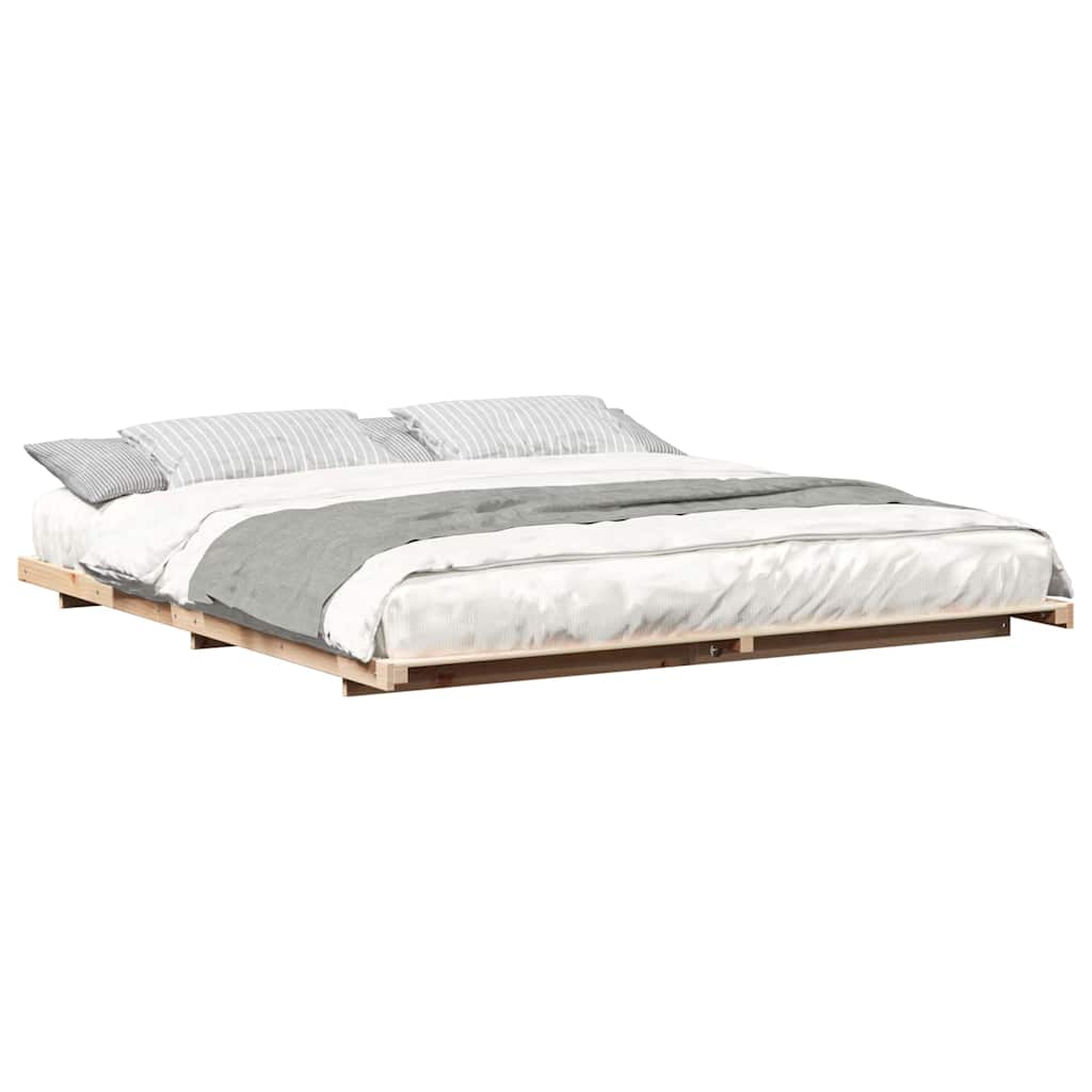 Floor Bed Frame Brown 200 x 200 cm Solid pine wood