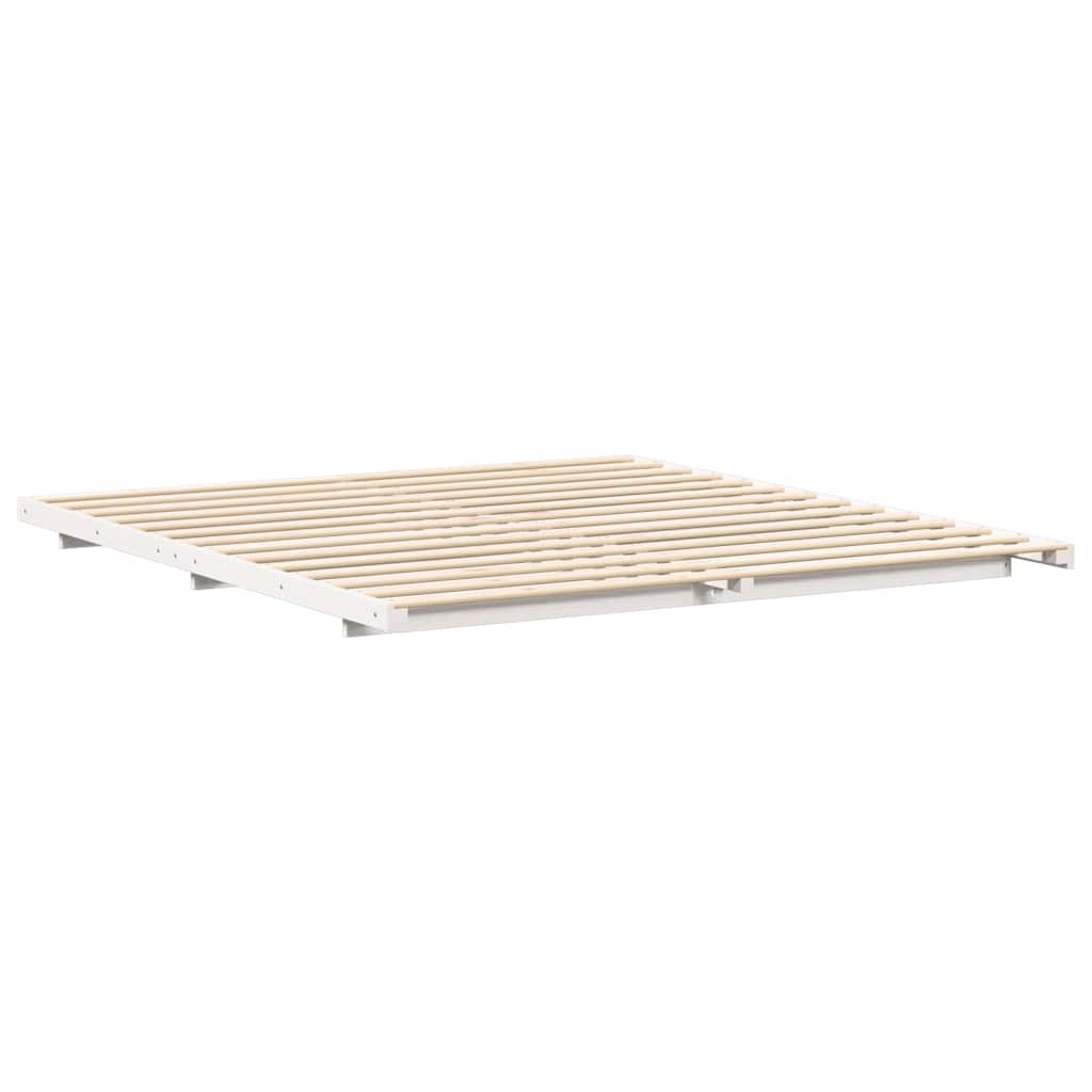 Floor Bed Frame White 200 x 200 cm Solid pine wood