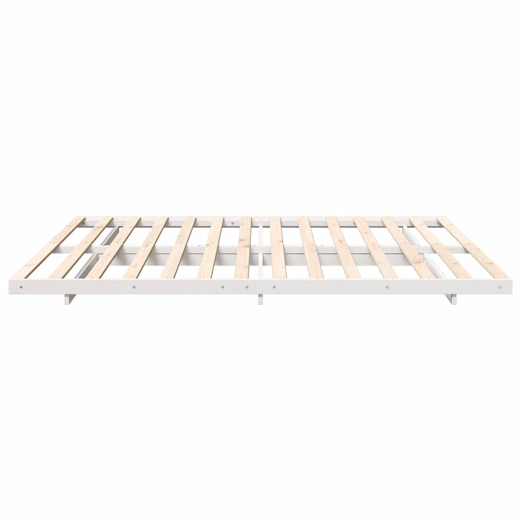 Floor Bed Frame White 200 x 200 cm Solid pine wood