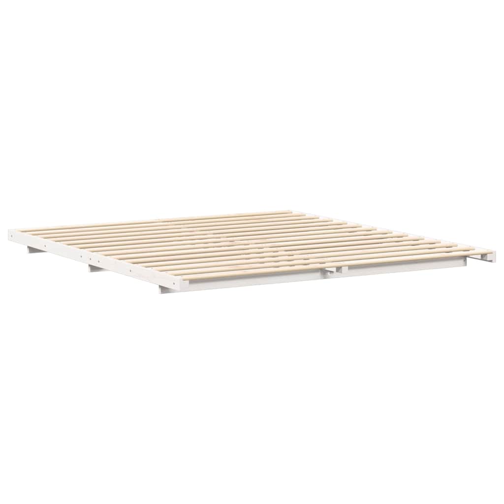 Floor Bed Frame White 180 x 200 cm Solid pine wood