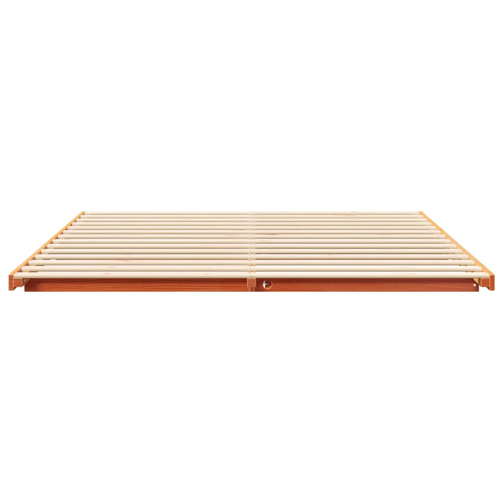 Floor Bed Frame Wax brown 180 x 200 cm Solid pine wood