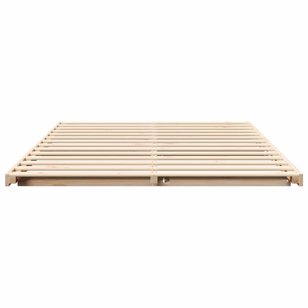 Floor Bed Frame Brown 160 x 200 cm Solid pine wood