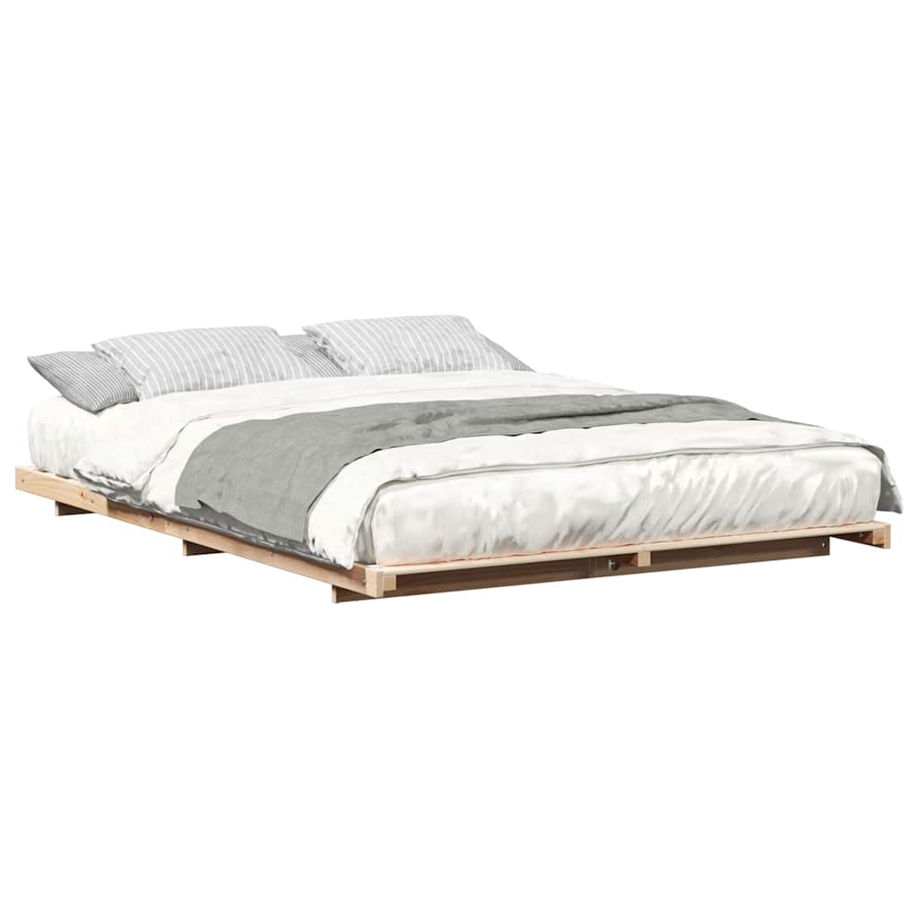 Floor Bed Frame Brown 160 x 200 cm Solid pine wood