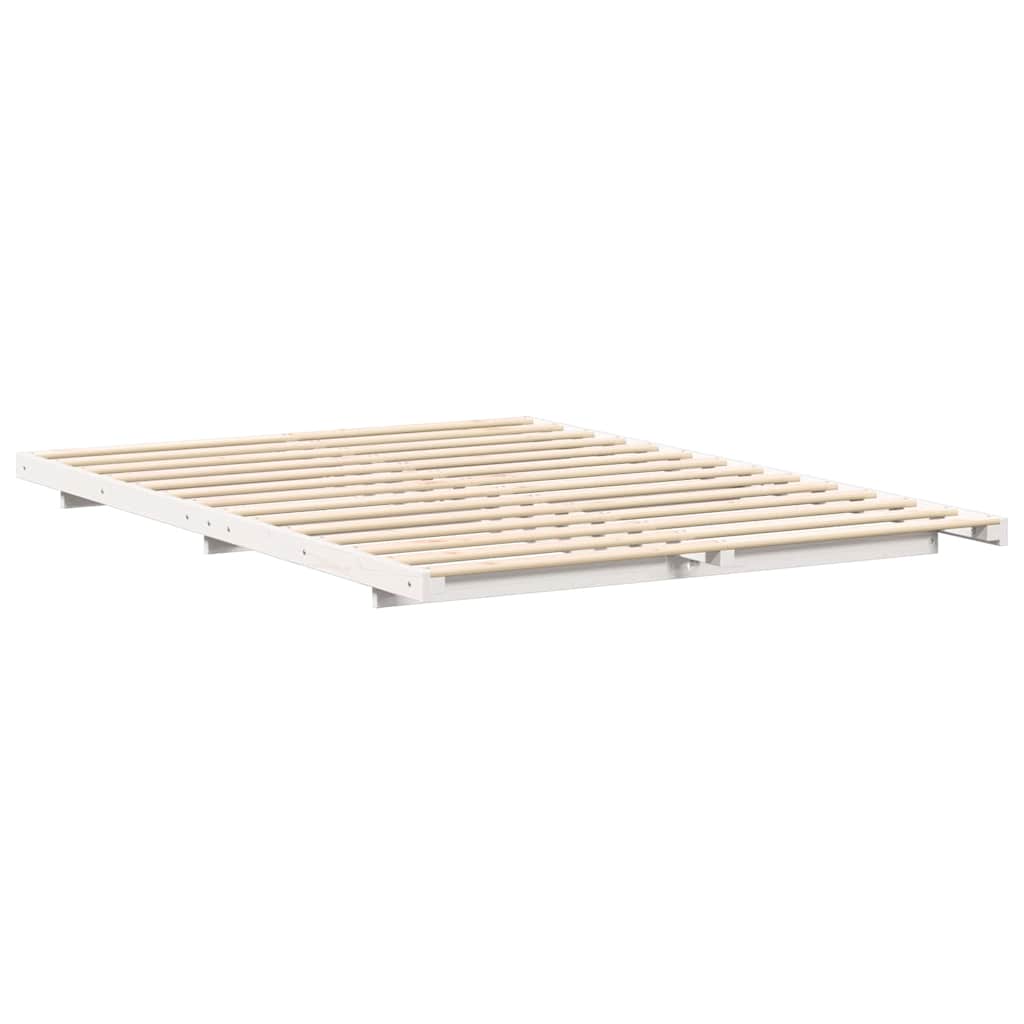 Floor Bed Frame White 160 x 200 cm Solid pine wood