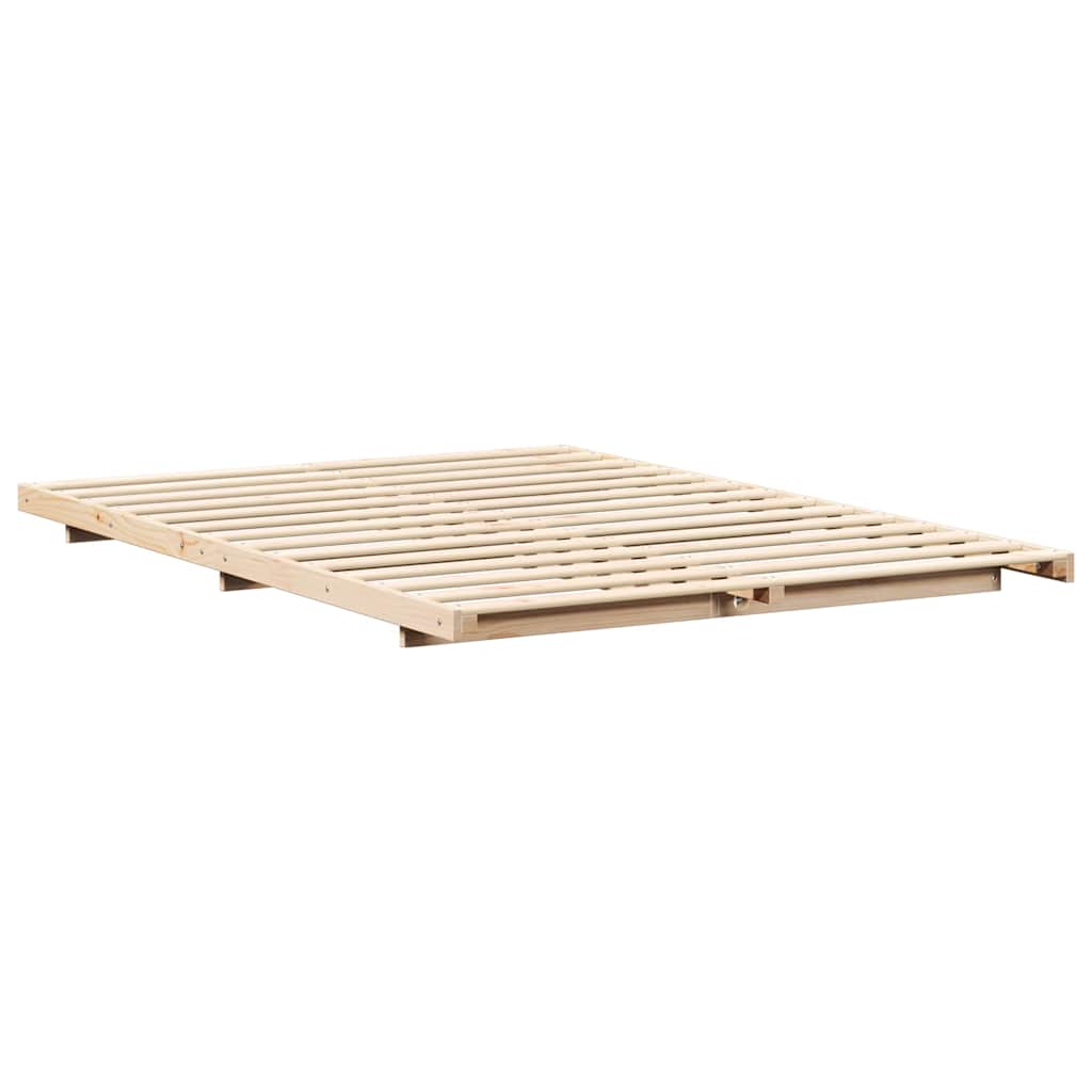 Floor Bed Frame Brown 150 x 200 cm Solid pine wood