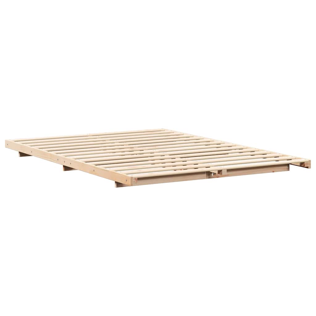Floor Bed Frame Brown 150 x 200 cm Solid pine wood