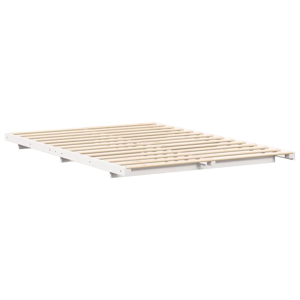 Floor Bed Frame White 150 x 200 cm Solid pine wood