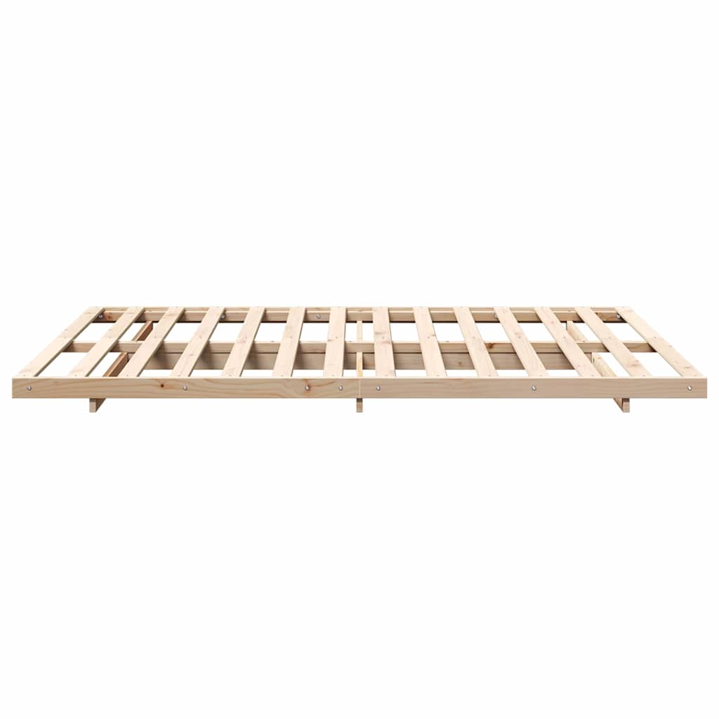 Floor Bed Frame Brown 140 x 200 cm Solid pine wood