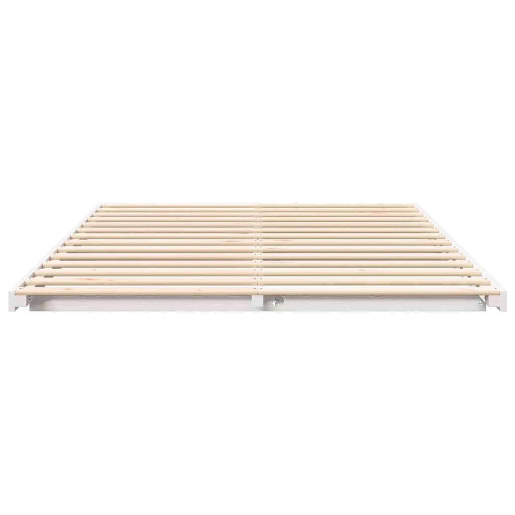 Floor Bed Frame White 140 x 200 cm Solid pine wood