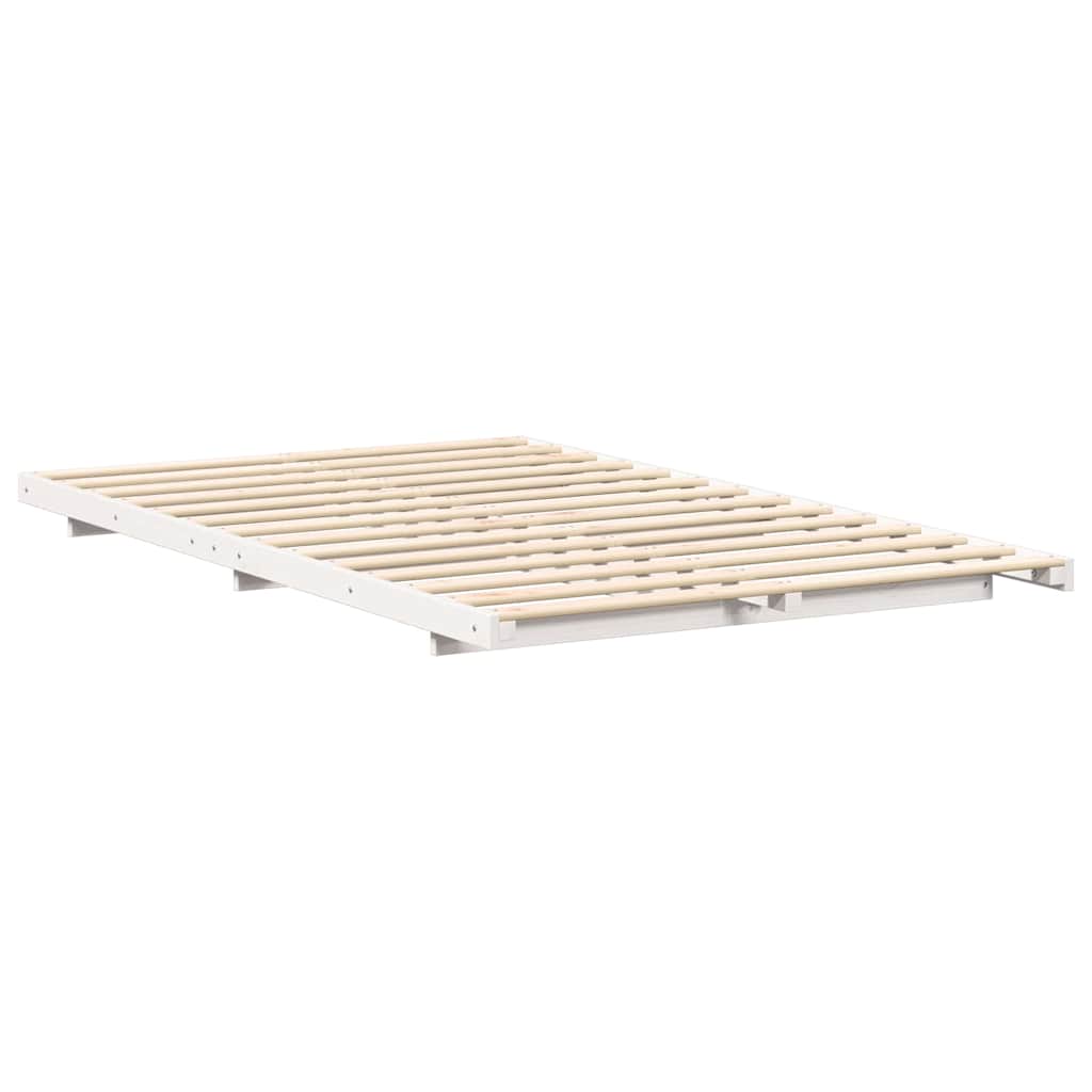 Floor Bed Frame White 120 x 200 cm Solid pine wood