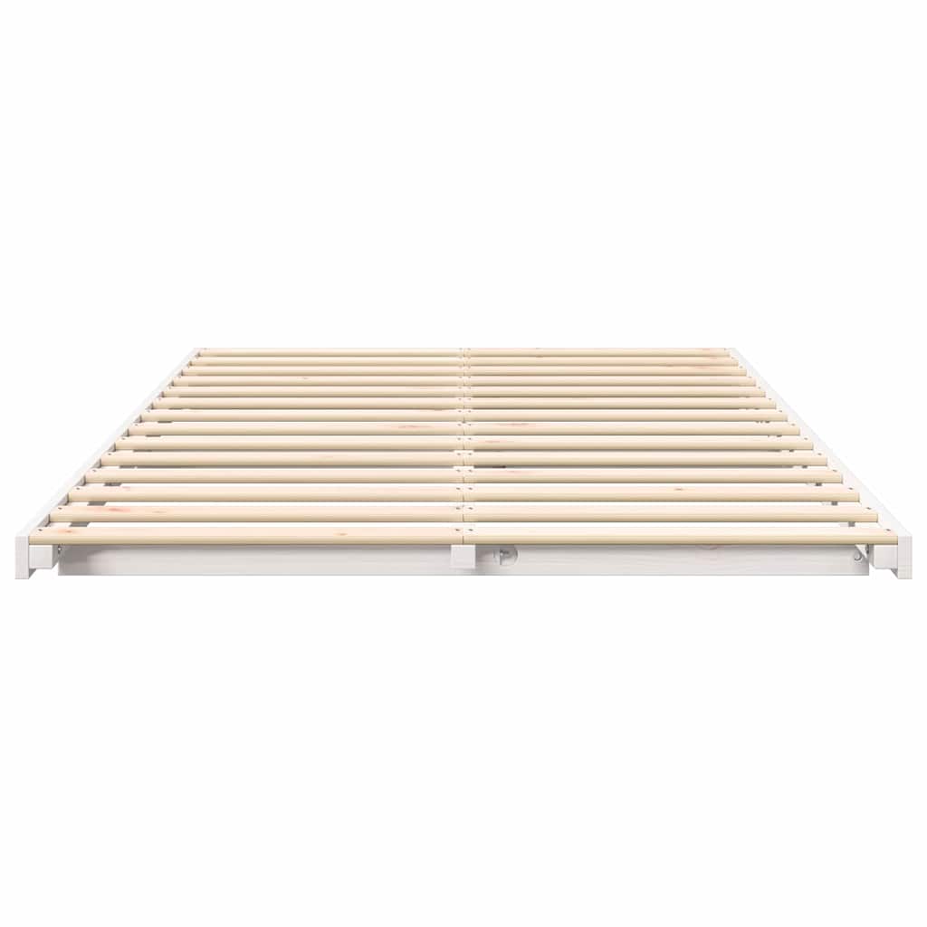 Floor Bed Frame White 120 x 200 cm Solid pine wood