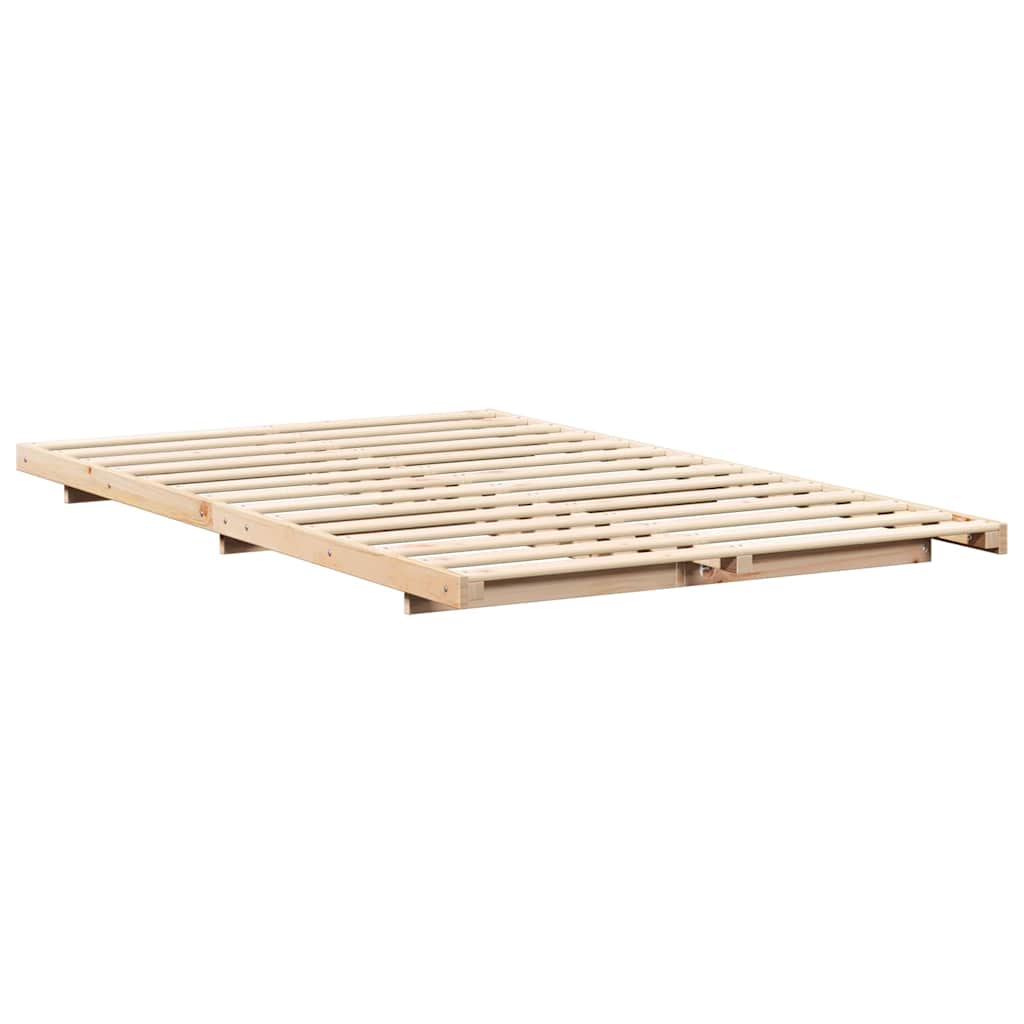 Floor Bed Frame Brown 140 x 190 cm Solid pine wood