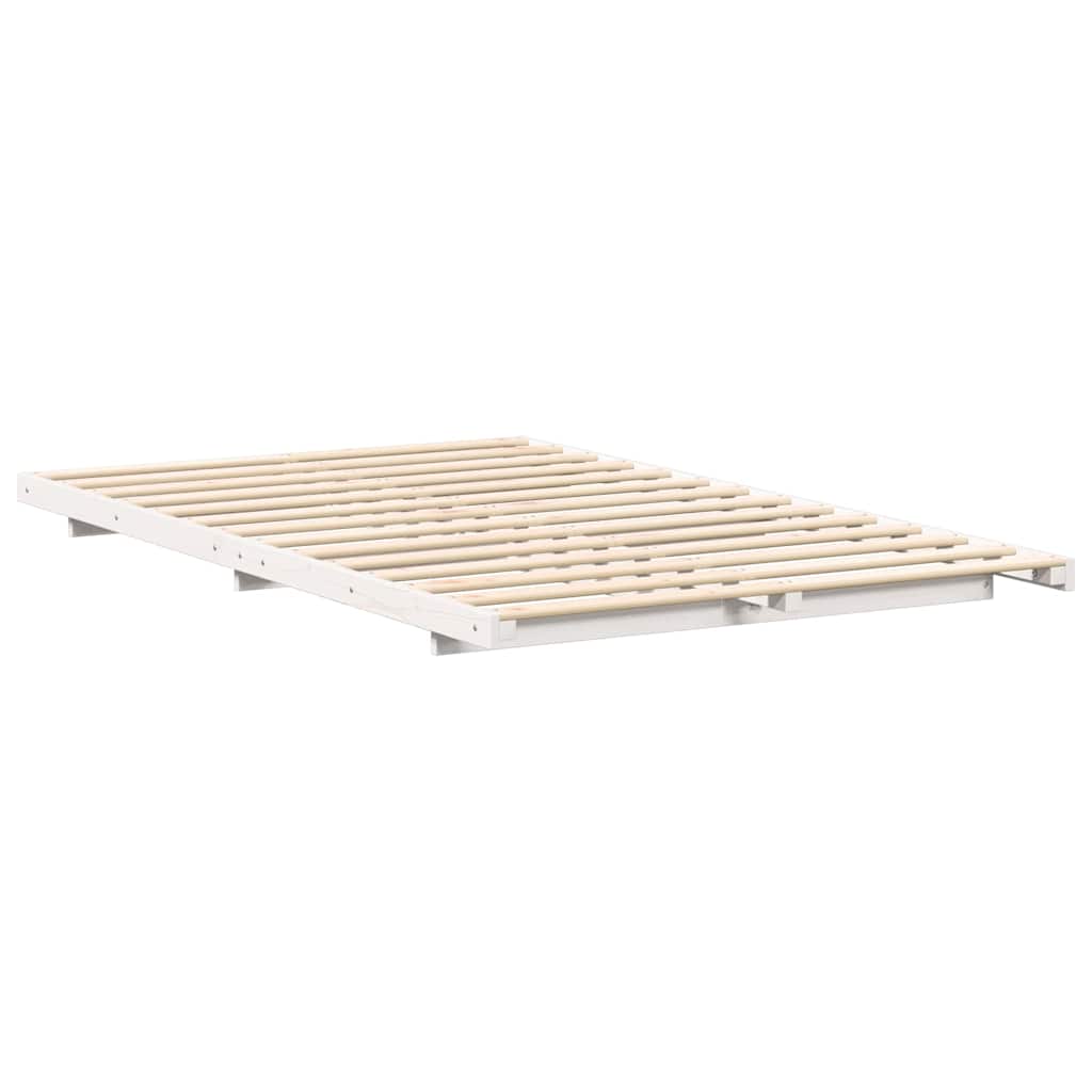 Floor Bed Frame White 140 x 190 cm Solid pine wood