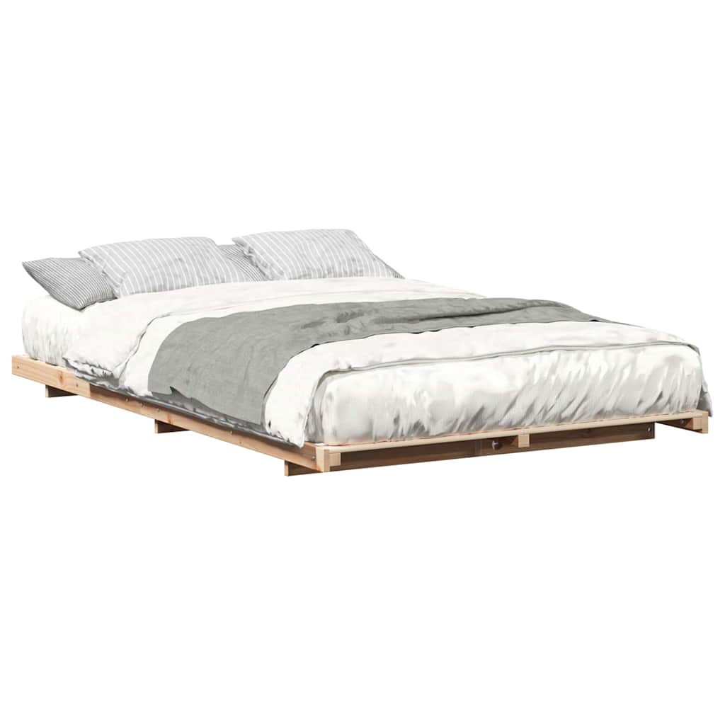 Floor Bed Frame Brown 135 x 190 cm Solid pine wood