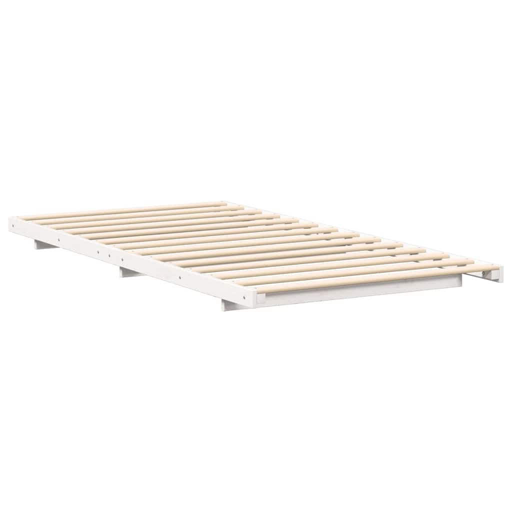 Floor Bed Frame White 100 x 200 cm Solid pine wood