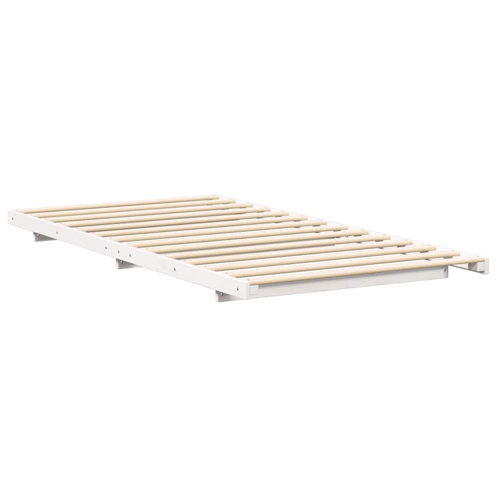 Floor Bed Frame White 100 x 200 cm Solid pine wood