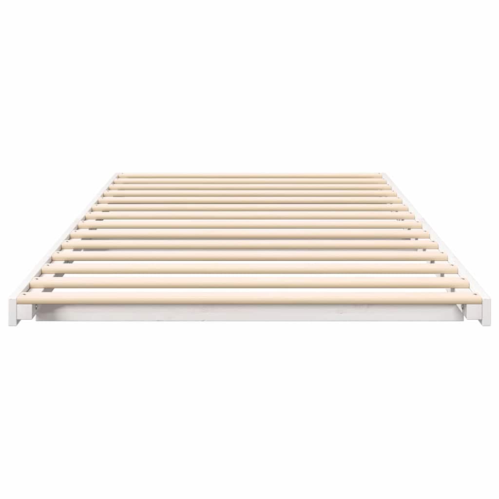 Floor Bed Frame White 90 x 200 cm Solid pine wood