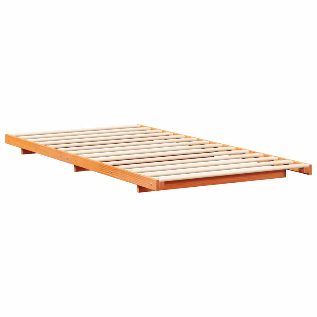 Floor Bed Frame Wax brown 90 x 200 cm Solid pine wood