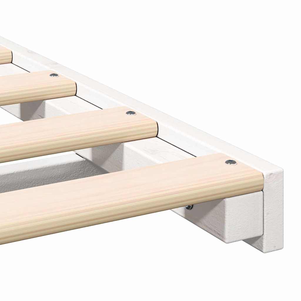 Floor Bed Frame White 80 x 200 cm Solid pine wood
