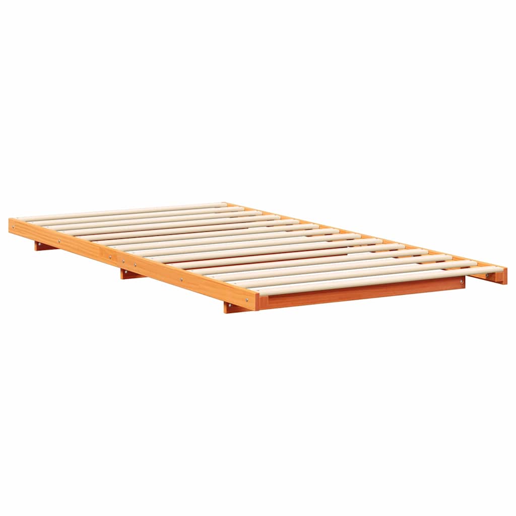 Floor Bed Frame Wax brown 80 x 200 cm Solid pine wood