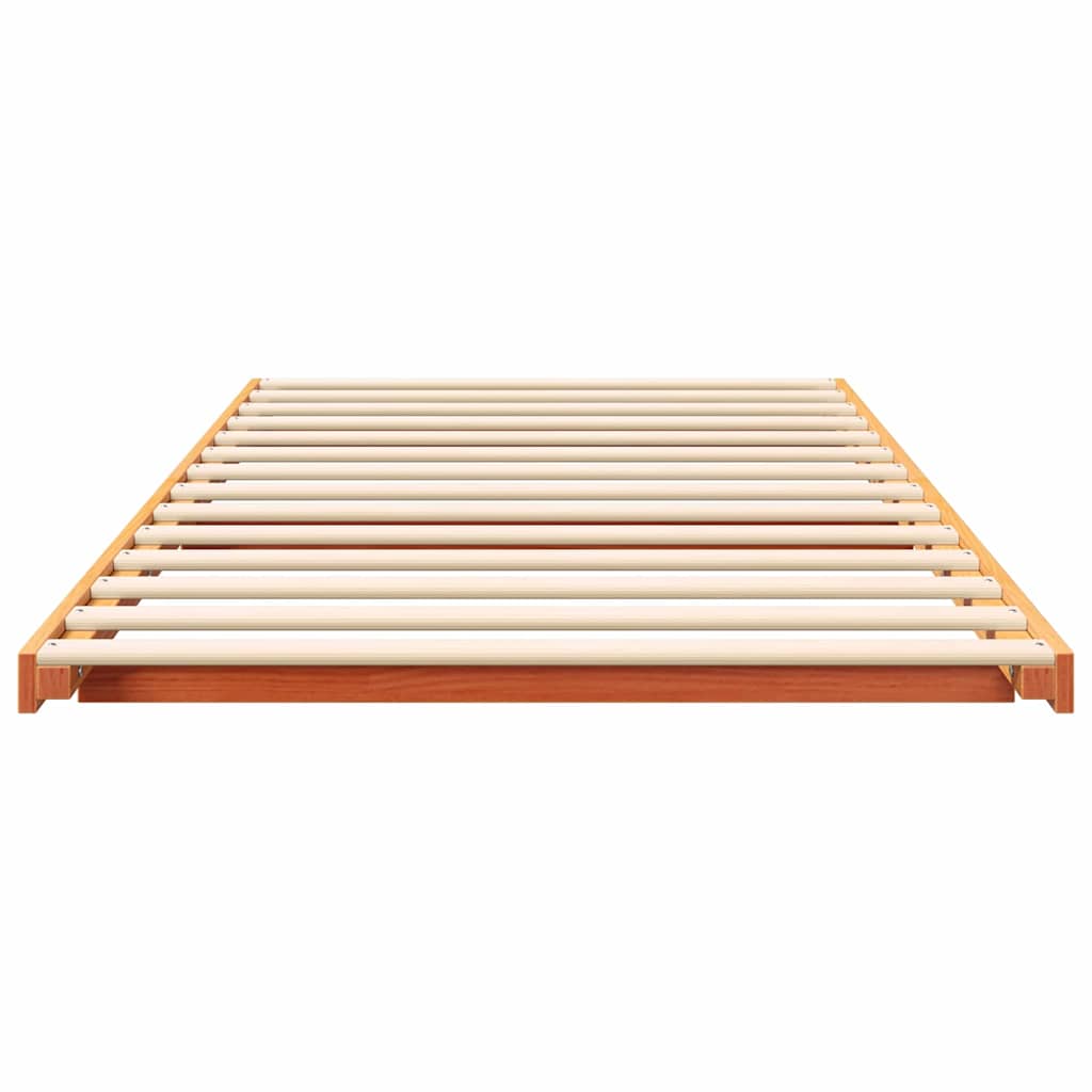 Floor Bed Frame Wax brown 100 x 210 cm Solid pine wood