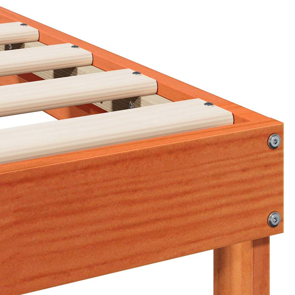 Bed Frame with Carry Handles Brown Solid pine wood