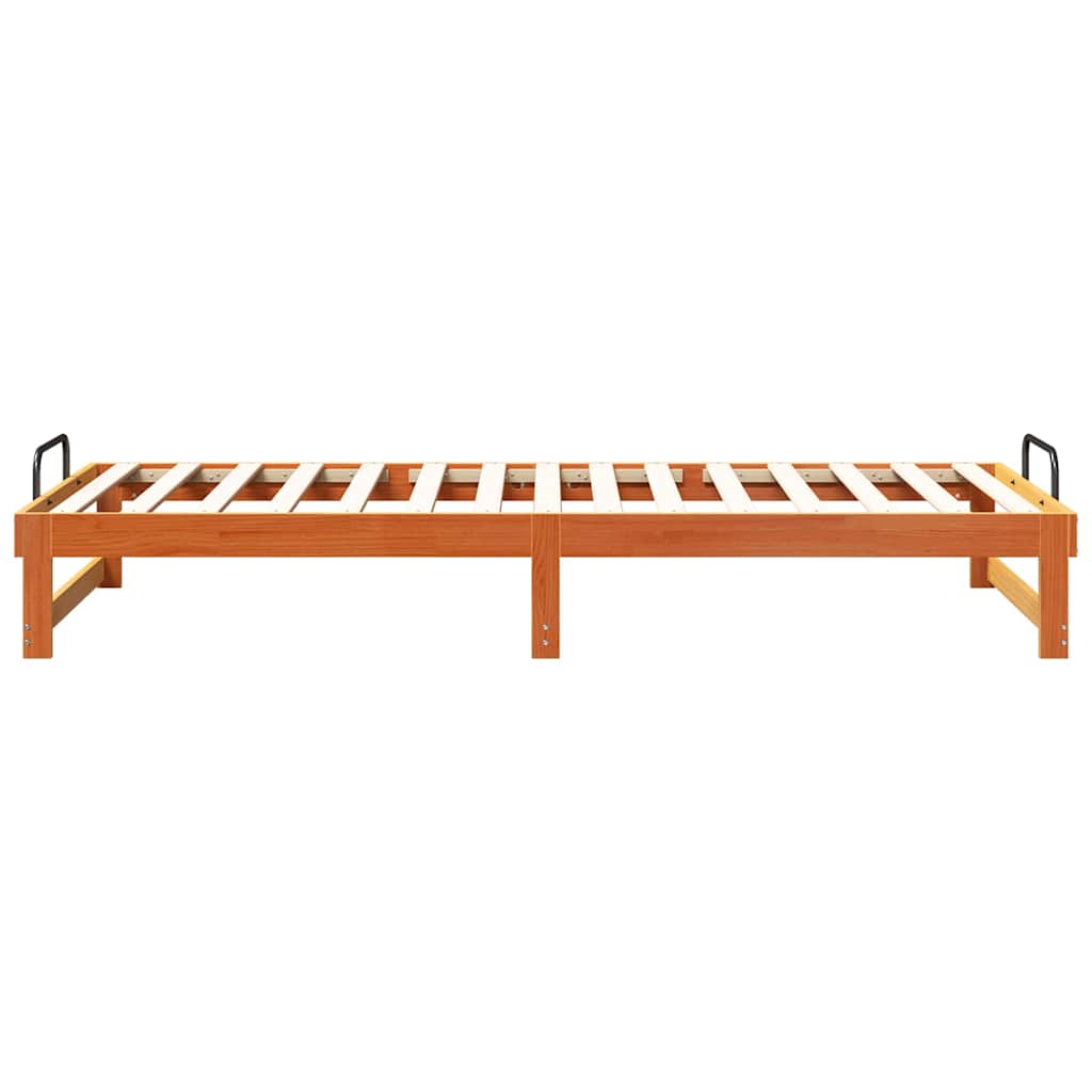 Bed Frame with Carry Handles Brown Solid pine wood