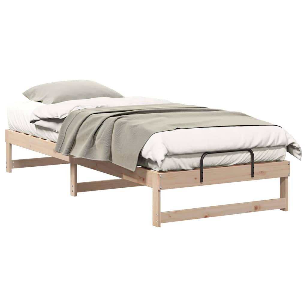 Bed Frame with Carry Handles Brown Solid pine wood