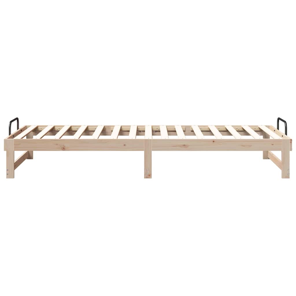 Bed Frame with Carry Handles Brown Solid pine wood