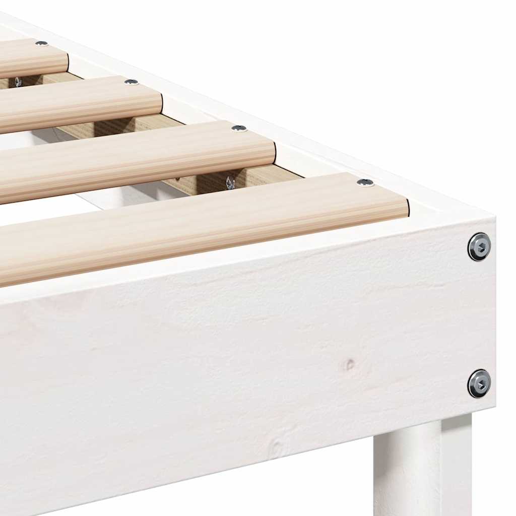 Bed Frame with Carry Handles White Solid pine wood