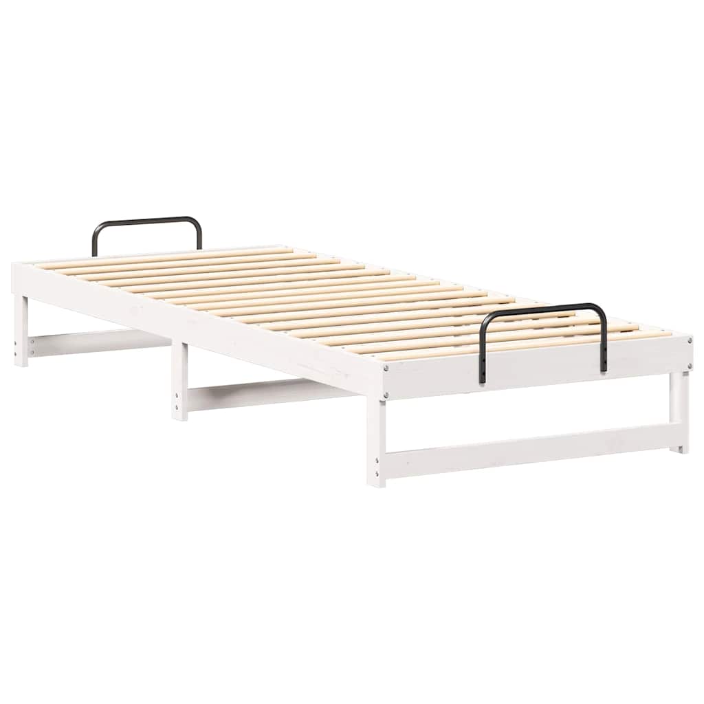 Bed Frame with Carry Handles White Solid pine wood
