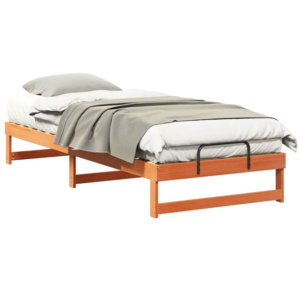 Bed Frame with Carry Handles Brown Solid pine wood