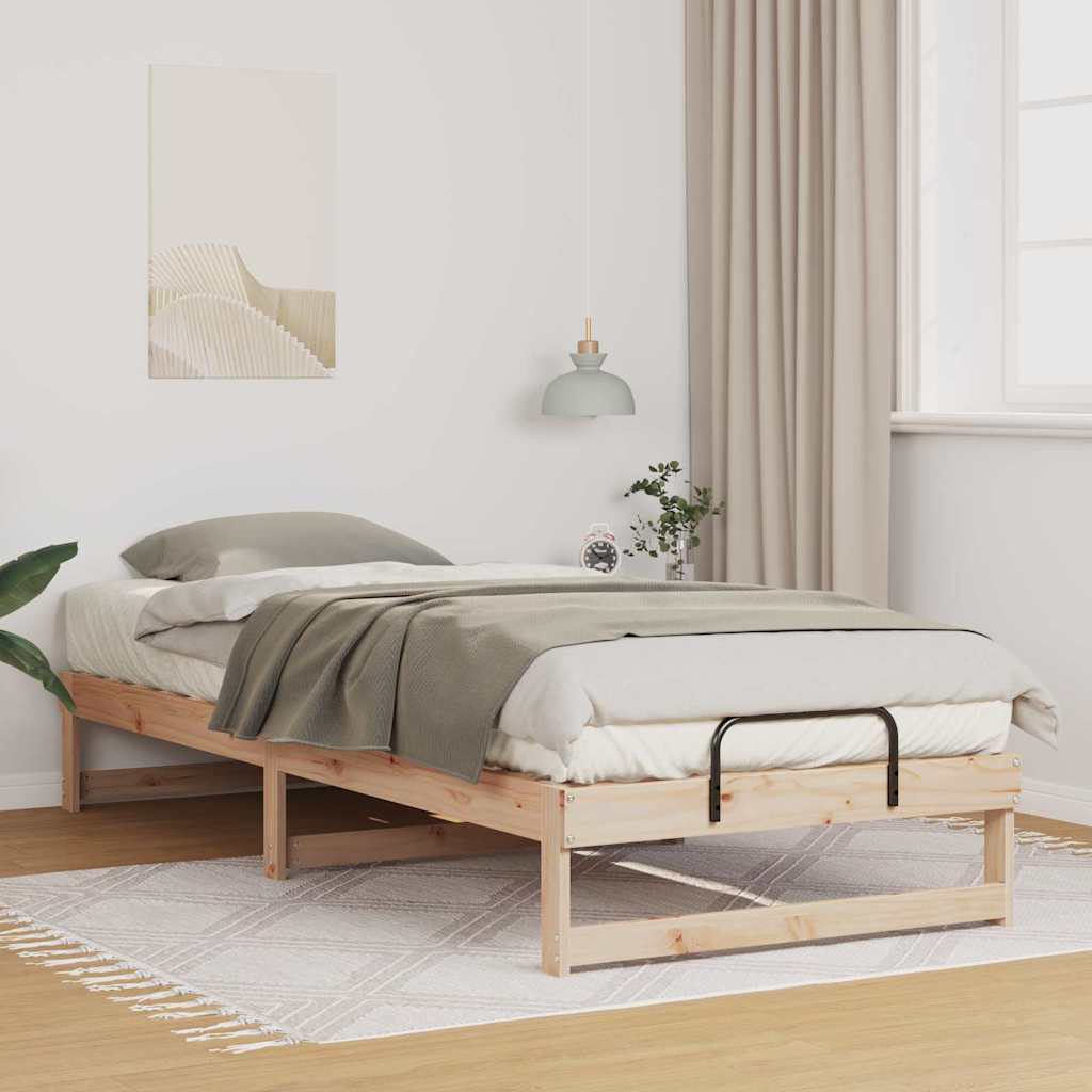 Bed Frame with Carry Handles Brown Solid pine wood