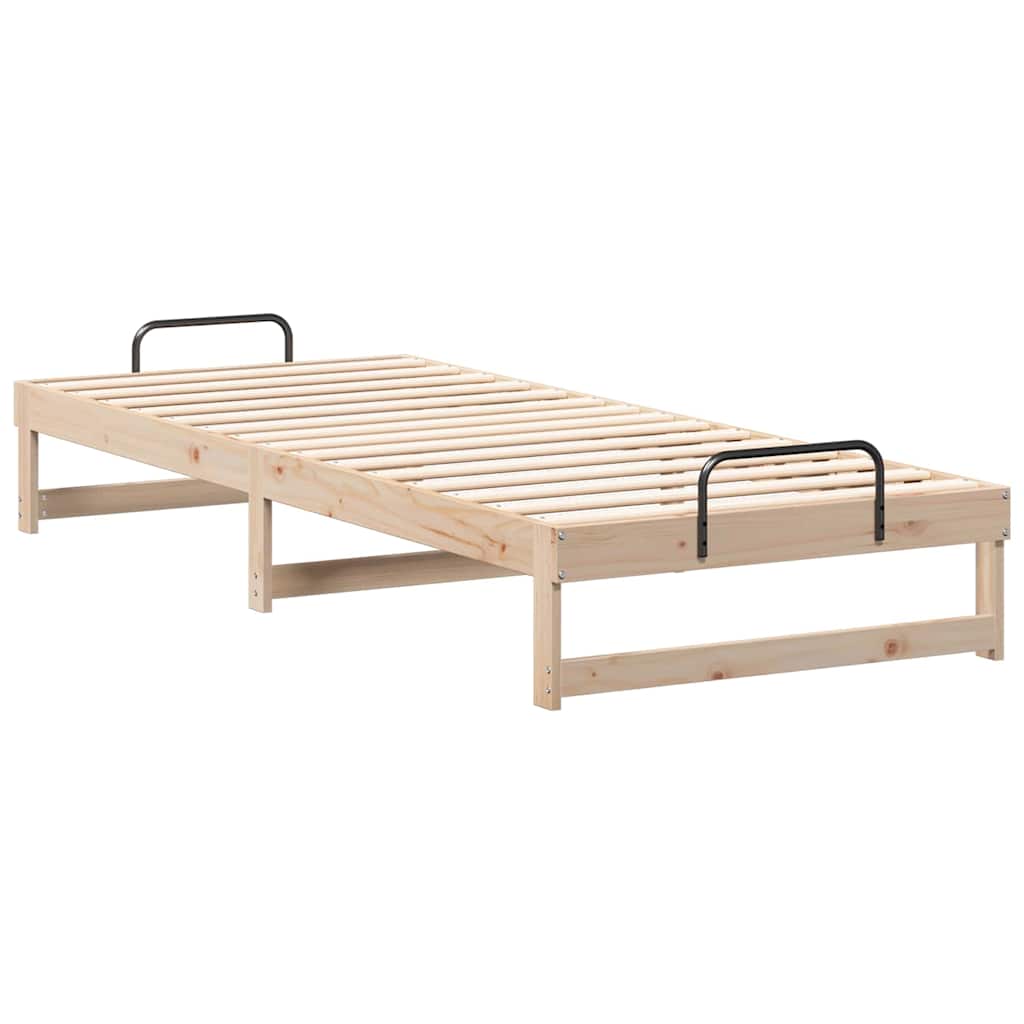 Bed Frame with Carry Handles Brown Solid pine wood