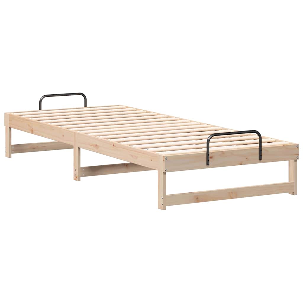 Bed Frame with Carry Handles Brown Solid pine wood