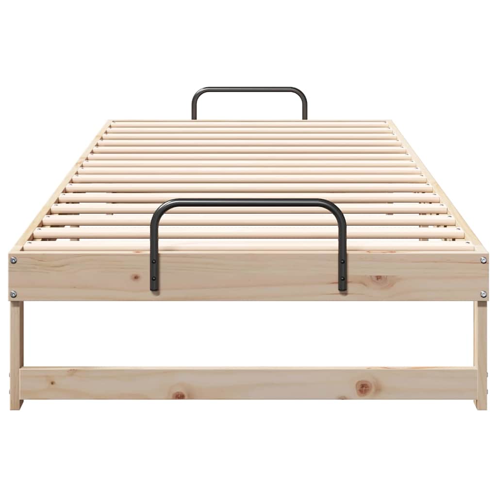 Bed Frame with Carry Handles Brown Solid pine wood