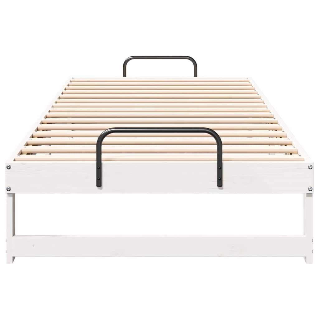 Bed Frame with Carry Handles White Solid pine wood