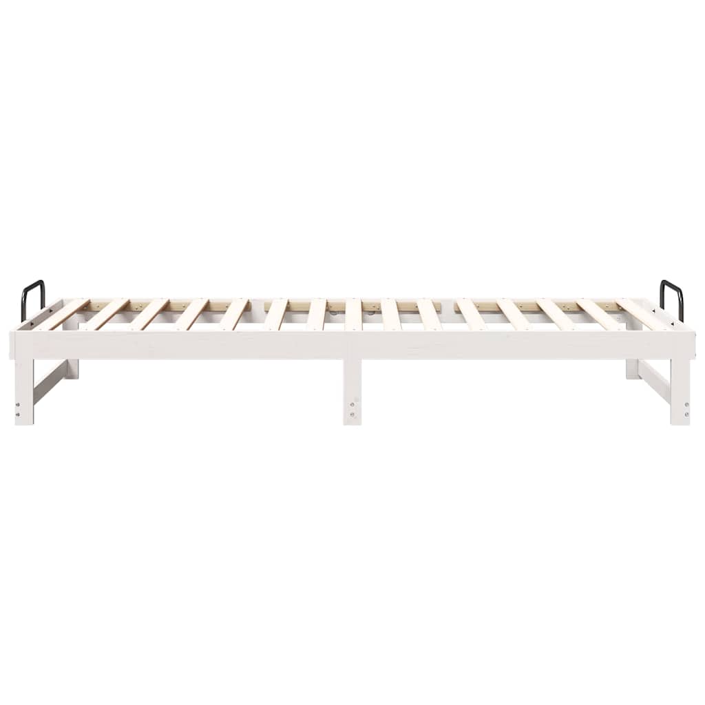 Bed Frame with Carry Handles White Solid pine wood