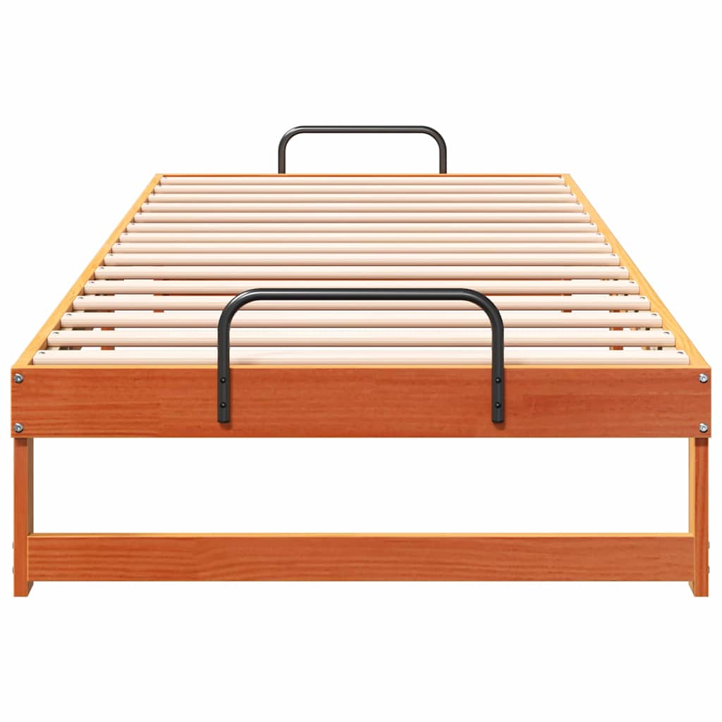 Bed Frame with Carry Handles Brown Solid pine wood