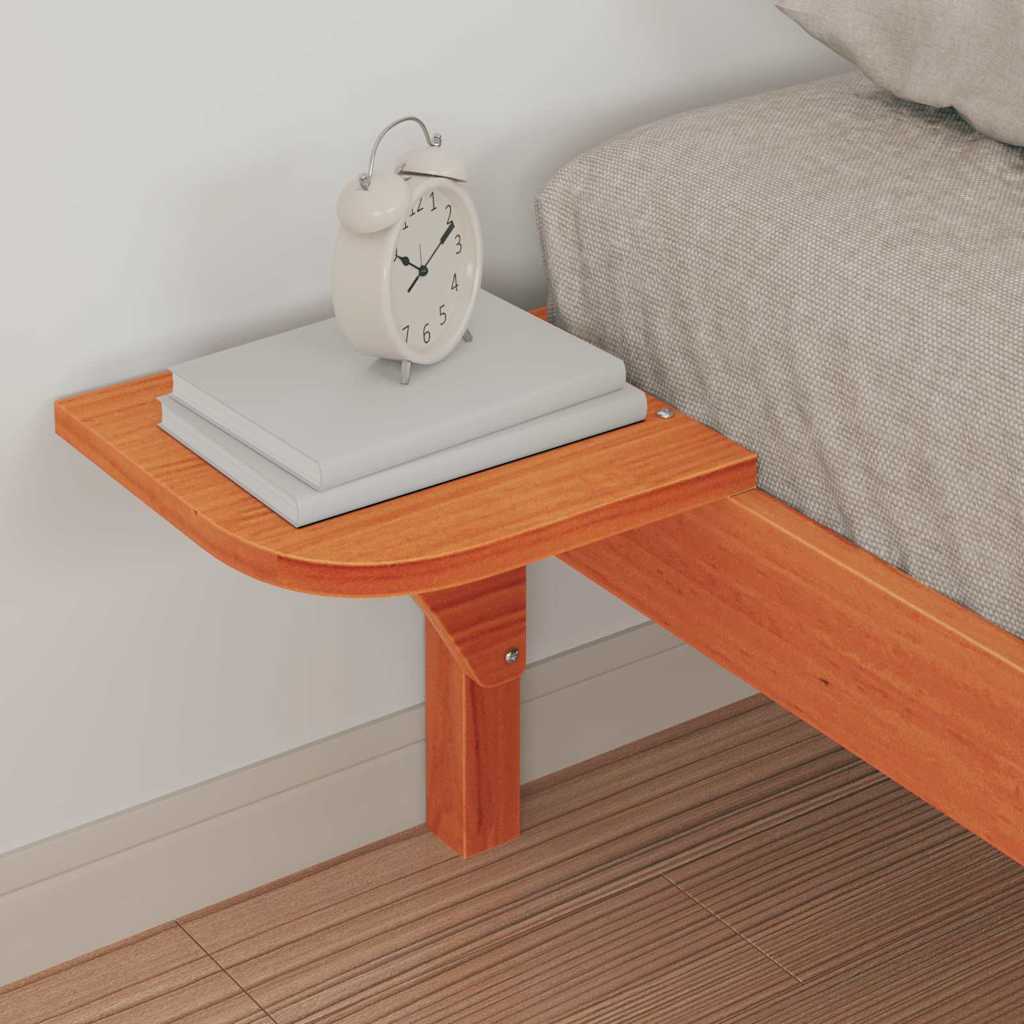 Bed Frame with Side Tables Wax Brown 80 x 210 cm