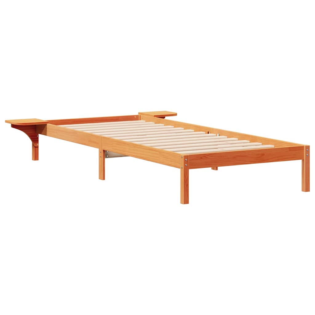 Bed Frame with Side Tables Wax Brown 80 x 210 cm
