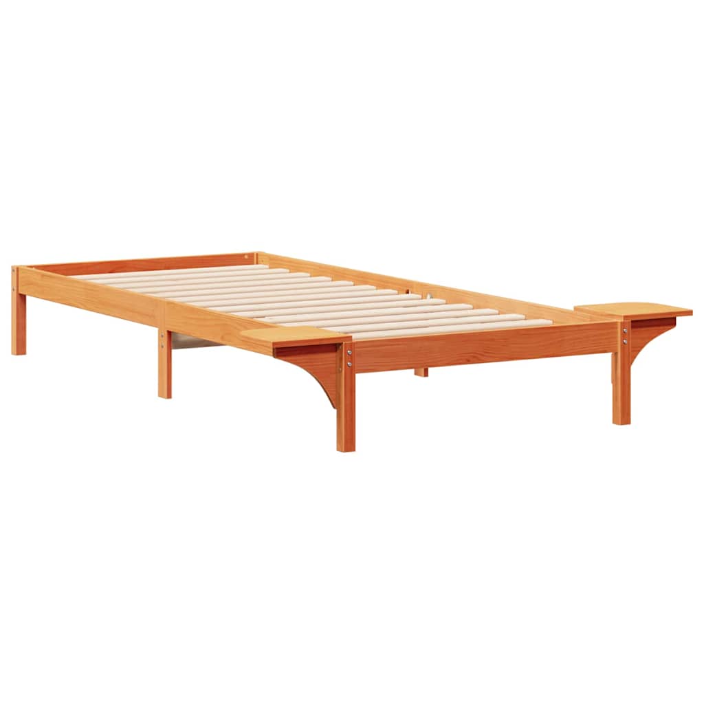 Bed Frame with Side Tables Wax Brown 80 x 210 cm