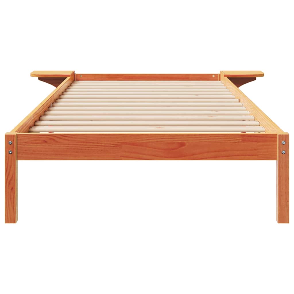 Bed Frame with Side Tables Wax Brown 80 x 210 cm