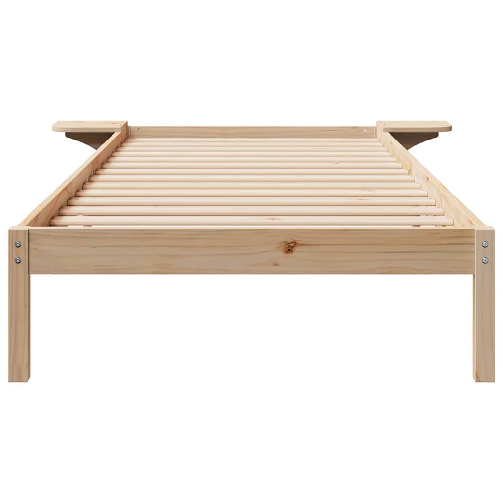 Bed Frame with Side Tables Natural 90 x 210 cm Solid Pine Wood