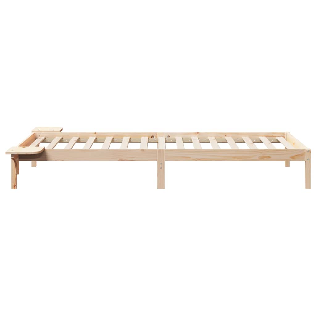 Bed Frame with Side Tables Natural 90 x 210 cm Solid Pine Wood